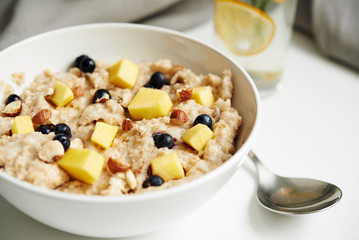 oatmeal with mango and berries