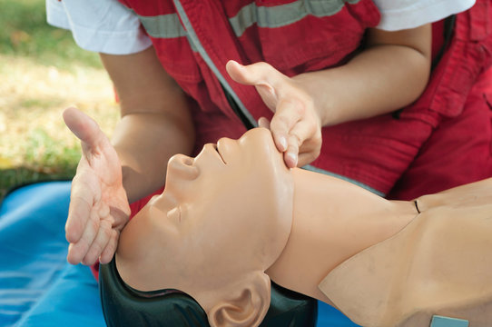 Cardiopulmonary resuscitation on CPR doll
