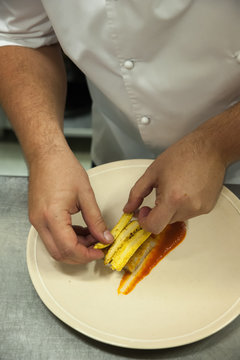 Chef prepares food