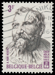 Stamp printed By Belgium shows Adam van Noort
