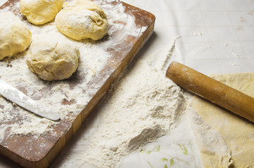 dough on a wooden Board