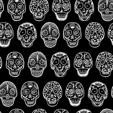 Mexican Scull seamless pattern.