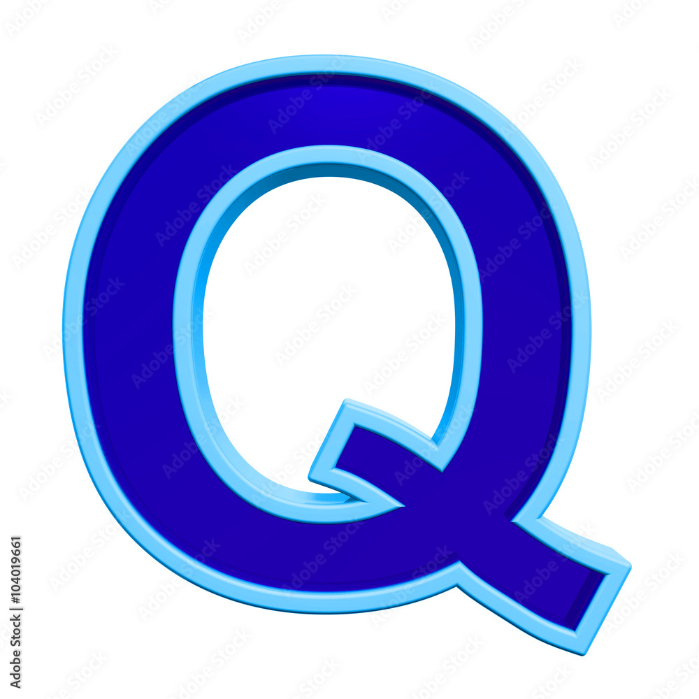 Fototapete one letter from blue glass with frame alphabet set, isolated on white. computer generated 3d photo r