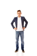 Young smile casual businessman standing 