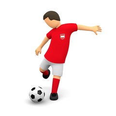 Obraz premium Österreichische Fußballer kickt den Ball