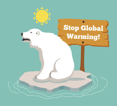 Stop global warming. Vector flat illustration