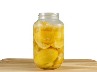 Preserved lemons in a glass jar