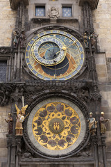 Historical medieval astronomical Clock in Prague on Old Town Hall , Czech Republic