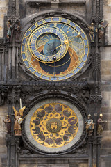 Historical medieval astronomical Clock in Prague on Old Town Hall , Czech Republic