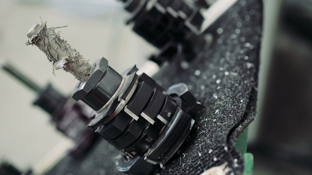 Close-up milling cutter at the window factory. 4K