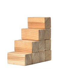 Stairs of natural color wooden blocks