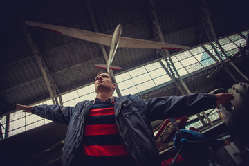 A man in airplanes museum.