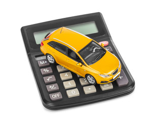 Calculator and toy car