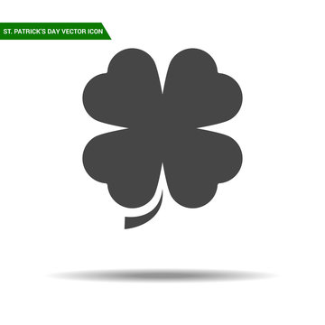 St Patricks Day clover icon flat vector.