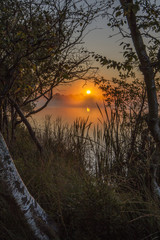 sunrise over untouched lake