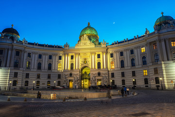 Obraz premium Vienna, Austria. Illuminated Hofburg Palace