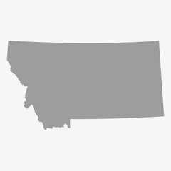 Map the State of Montana in gray on a white background