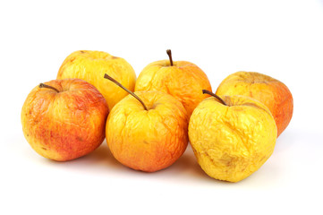 wrinkled apples isolated on white background