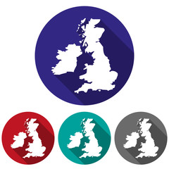 Set of icons UK map in a flat design