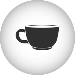 Coffee tea cup simple icon on round background