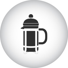 French press simple icon on round background