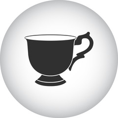 Coffee tea cup simple icon on round background