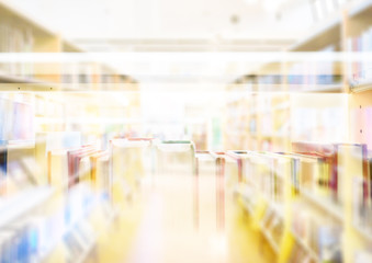 Abstract, public library bookshelf