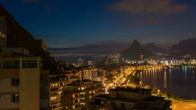 Sunset over Rio De Janeiro Mountains, Brazil. Timelapse