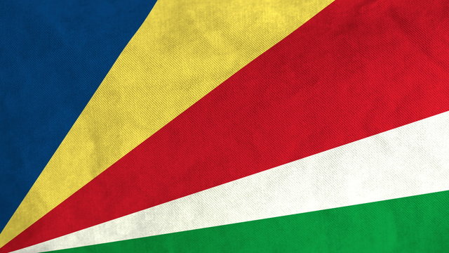 Seychellois flag waving in the wind (full frame footage in 4K UHD resolution).