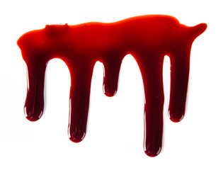 Splattered blood stains on white background