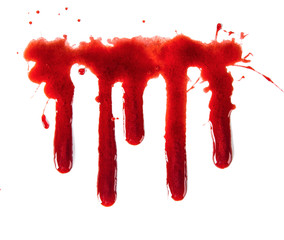Splattered blood stains on white background