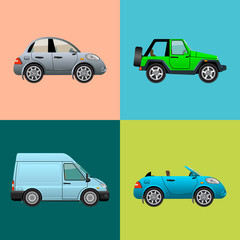 Car icon set isolated. Vector illustration.