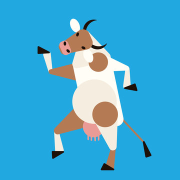 Abstract dancing cow. Vector illustration.