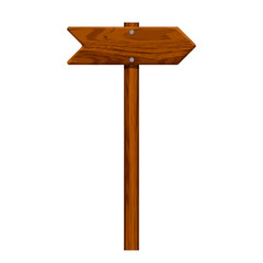 realistic wooden arrow nailed isolated on white background. Vect