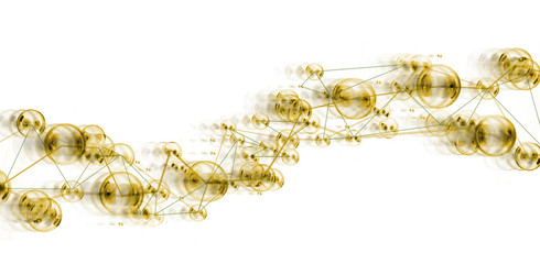 abstract design, connected circles / network concept, yellow