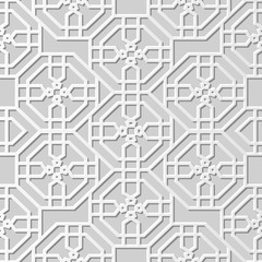 Vector damask seamless 3D paper art pattern background 305 Octagon Cross Flower
