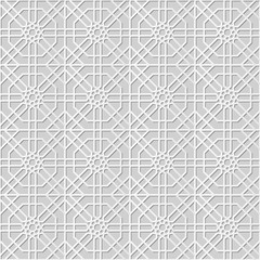 Vector damask seamless 3D paper art pattern background 306 Octagon Square Cross
