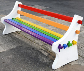 Rainbow bench at Ramsey seafront, Isle of Man