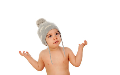 Adorable baby with wool cap