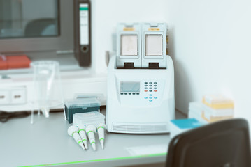  PCR machine for DNA amplification on work bench