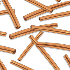 Seamless pattern with sketchy cinnamon . Painted cinnamon . Pattern tile with cinnamon . Culinary herbs . The fruits of the plant . Seasoning for food . Eastern cuisine.