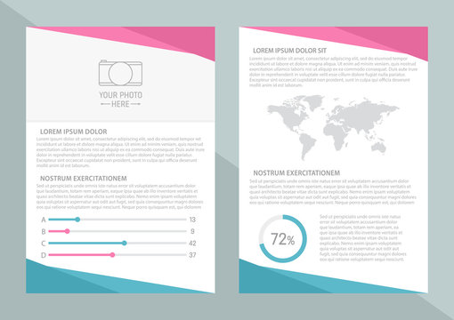 Vector flyer template design with front page and back page. Business brochure or cover