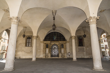Entrance to the building Palazzo Loggia