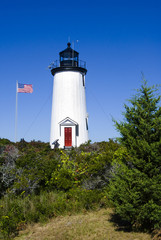 Fototapeta na wymiar Cape Pogue Lighthouse Tower on Martha’s Vineyard Island in Massachusetts