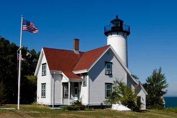 Photo sur Plexiglas Phare West Chop lighthouse in Martha's Vineyard, in Massachusetts. The beacon is a favorite attraction on this island.