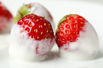 Fresh strawberry dip in yogurt