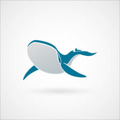 Blue whale logo sign emblem vector illustration isolated on whit