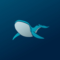 Blue whale logo sign emblem vector illustration on dark backgrou