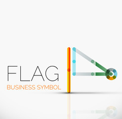 Logo flag, abstract linear geometric business icon
