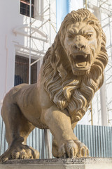Fototapeta na wymiar stone sculpture of lion from Cathedral of Leon, Nicaragua